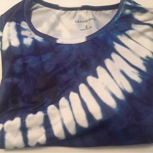 New Lands’ End Blue and White Tie Dye Shirt Small